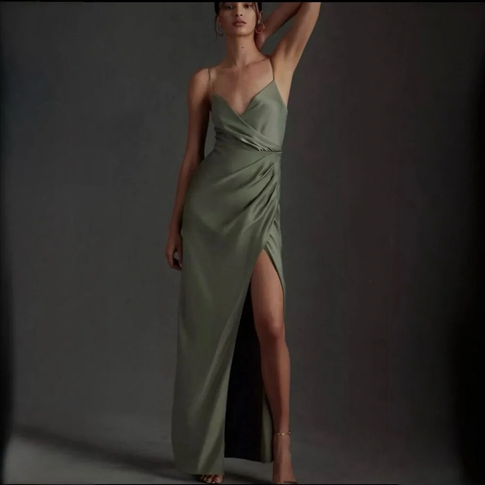 ANTHROPOLOGIE BHLDN Freya Satin Charmeuse Sleeveless Cocktail Dress Women’s 6 - Picture 1 of 11